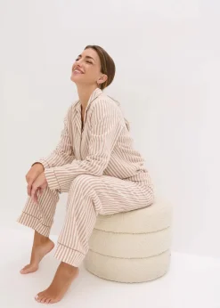 Damen bonprix Nachtwäsche|Wäsche·Nachtwäsche|Gewebter Flanell Pyjama mit Geschenktasche
