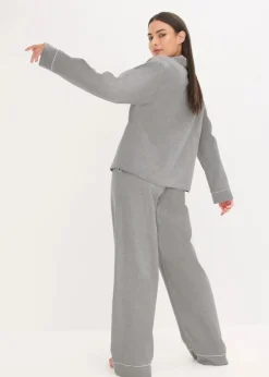 Clearance Gewebter Flanell Pyjama mit Fischgrätmuster Damen Wäsche·Nachtwäsche|Nachtwäsche