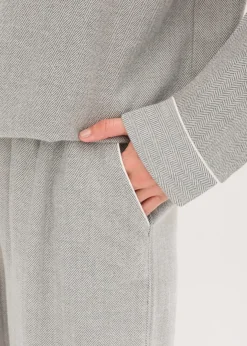Clearance Gewebter Flanell Pyjama mit Fischgrätmuster Damen Wäsche·Nachtwäsche|Nachtwäsche
