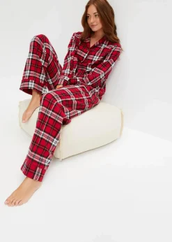 Online Gewebter Pyjama aus Flanell Damen Wäsche·Nachtwäsche|Nachtwäsche