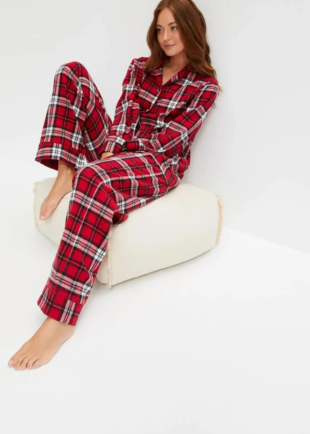 Online Gewebter Pyjama aus Flanell Damen Wäsche·Nachtwäsche|Nachtwäsche