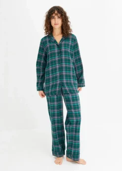 Outlet Gewebter Pyjama aus Flanell Damen Wäsche·Nachtwäsche|Nachtwäsche