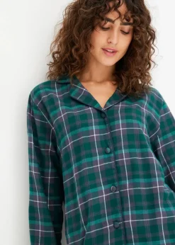 Outlet Gewebter Pyjama aus Flanell Damen Wäsche·Nachtwäsche|Nachtwäsche