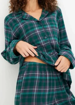 Outlet Gewebter Pyjama aus Flanell Damen Wäsche·Nachtwäsche|Nachtwäsche