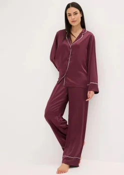 Sale Gewebter Pyjama aus glänzendem Satin Damen Wäsche·Nachtwäsche|Nachtwäsche