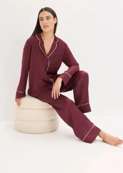 Sale Gewebter Pyjama aus glänzendem Satin Damen Wäsche·Nachtwäsche|Nachtwäsche
