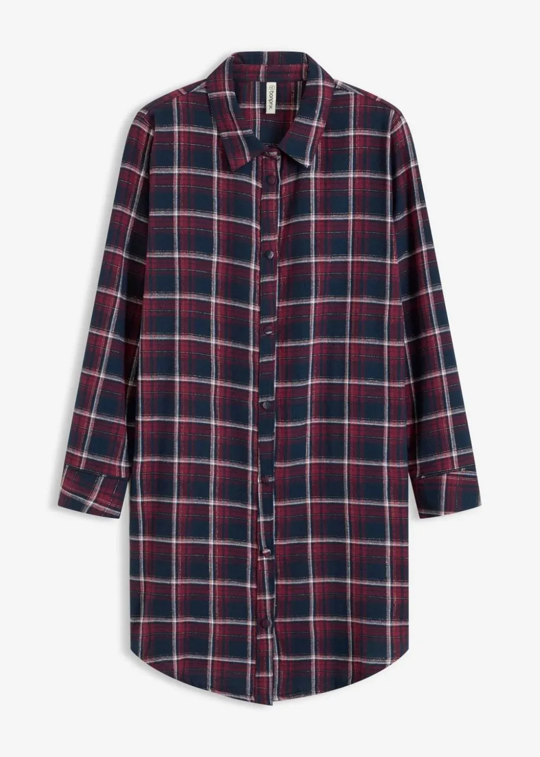 Outlet Gewebtes Nachthemd aus Flanell mit Knopfleiste Damen Wäsche·Nachtwäsche|Nachtwäsche