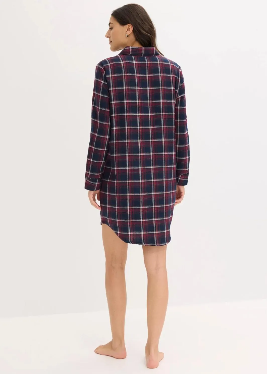 Outlet Gewebtes Nachthemd aus Flanell mit Knopfleiste Damen Wäsche·Nachtwäsche|Nachtwäsche