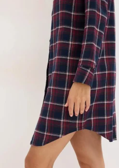 Outlet Gewebtes Nachthemd aus Flanell mit Knopfleiste Damen Wäsche·Nachtwäsche|Nachtwäsche