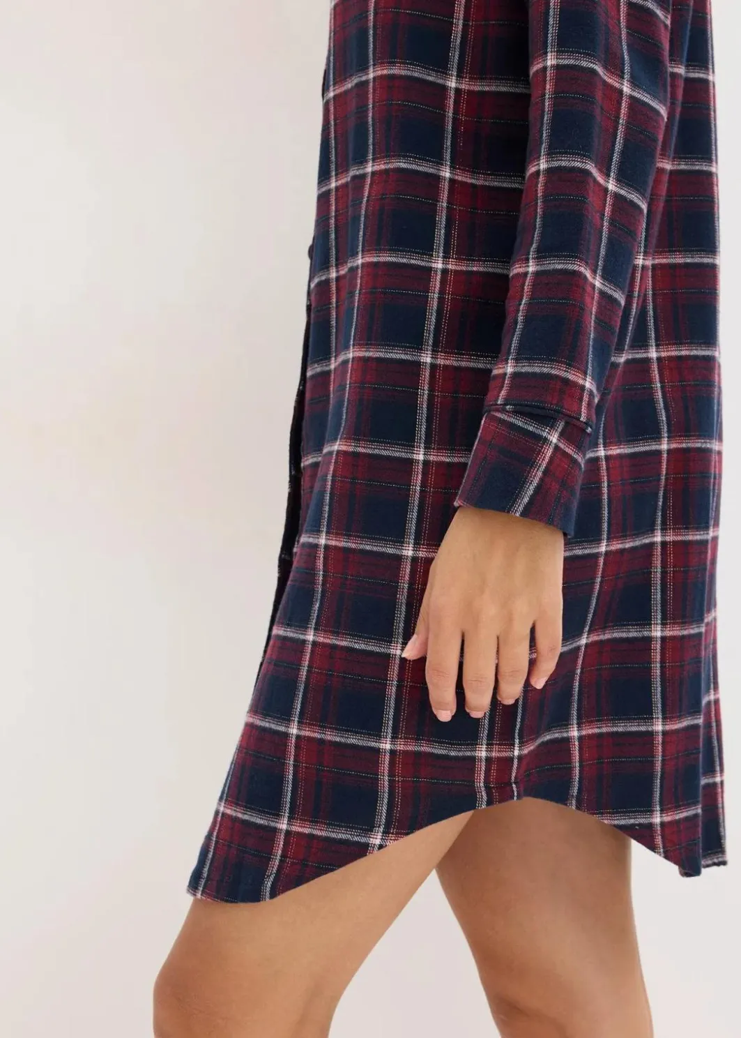 Outlet Gewebtes Nachthemd aus Flanell mit Knopfleiste Damen Wäsche·Nachtwäsche|Nachtwäsche