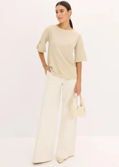 New Glitzer Viskose-Shirt mit Glanzdruck Damen Shirts & Tops