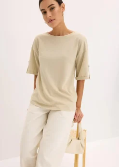 New Glitzer Viskose-Shirt mit Glanzdruck Damen Shirts & Tops
