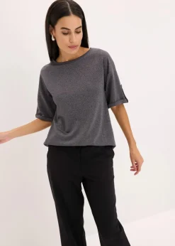 Sale Glitzer Viskose-Shirt mit Glanzdruck Damen Shirts & Tops