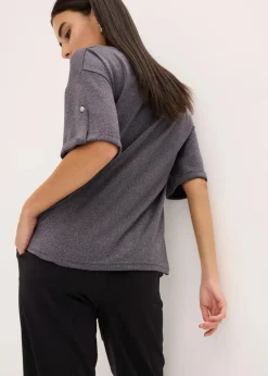 Sale Glitzer Viskose-Shirt mit Glanzdruck Damen Shirts & Tops