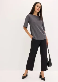 Sale Glitzer Viskose-Shirt mit Glanzdruck Damen Shirts & Tops