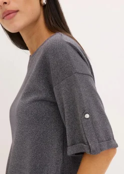 Sale Glitzer Viskose-Shirt mit Glanzdruck Damen Shirts & Tops