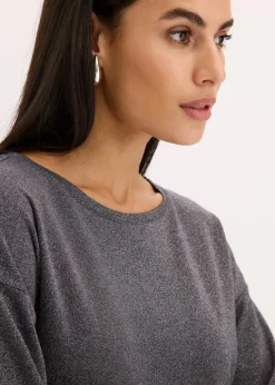 Sale Glitzer Viskose-Shirt mit Glanzdruck Damen Shirts & Tops