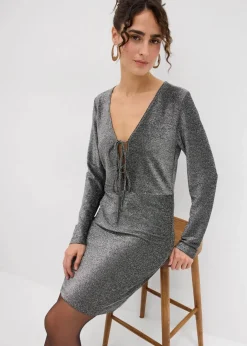 Outlet Glitzerndes Minikleid mit Schleifendetail Damen Bekleidung·Pullover & Strickjacken|Kleider
