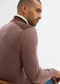 Herren bonprix Große Größen|Outdoorbekleidung|Grobstrick Troyer mit Web-Besatz