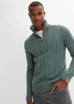 Hot Grobstrick Troyer Pullover mit Zopfmuster Herren Große Größen|Basics