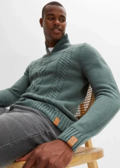 Hot Grobstrick Troyer Pullover mit Zopfmuster Herren Große Größen|Basics