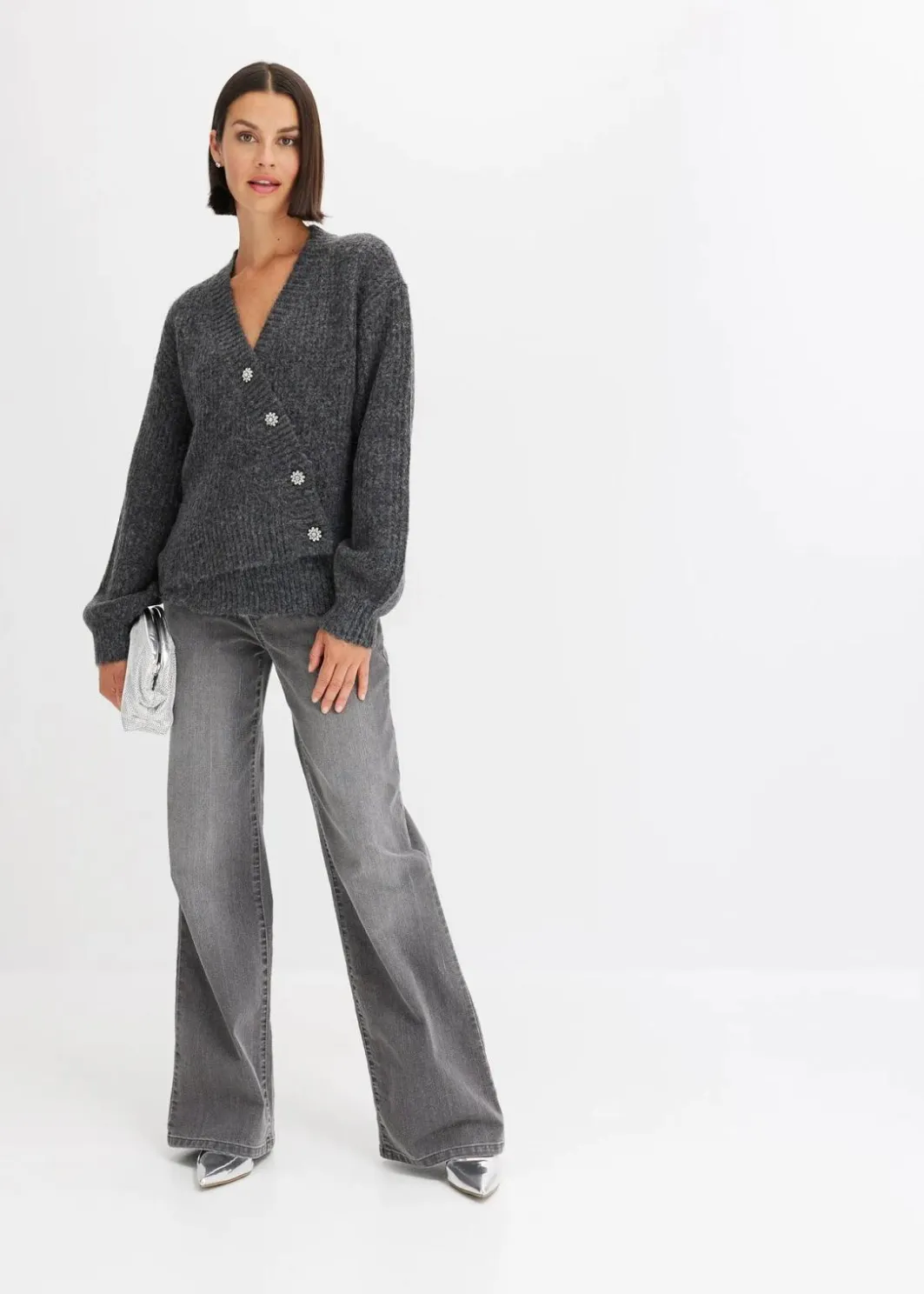 Damen bonprix Pullover & Strickjacken|Strickmode|Grobstrickjacke aus weichem Wollmix