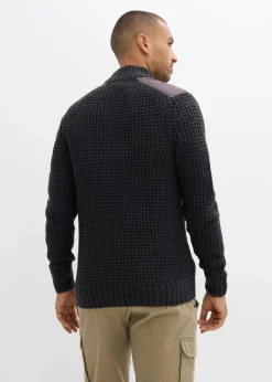 Herren bonprix Große Größen|Pullover & Strickjacken|Grobstrickjacke in Waffelstruktur mit praktischer Brusttasche
