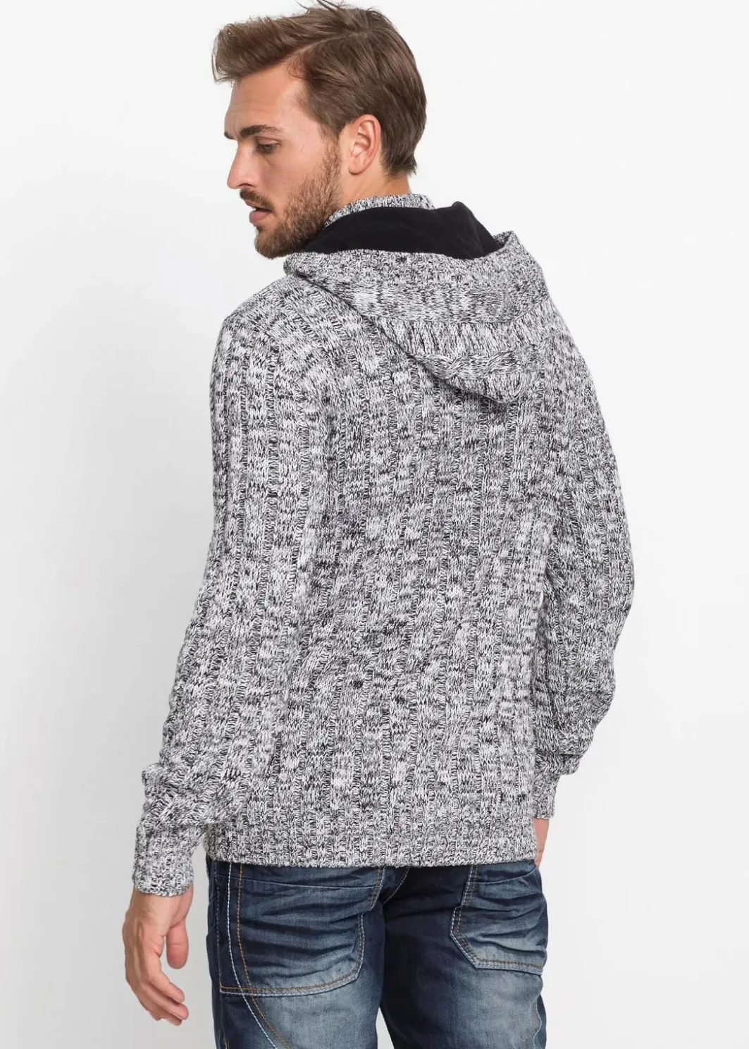 Clearance Grobstrick-Kapuzenpullover mit Baumwolle Herren Pullover & Strickjacken|Große Größen