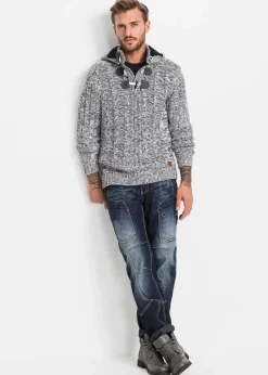 Clearance Grobstrick-Kapuzenpullover mit Baumwolle Herren Pullover & Strickjacken|Große Größen