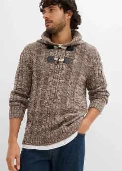 Clearance Grobstrick-Kapuzenpullover mit Baumwolle Herren Große Größen|Pullover & Strickjacken