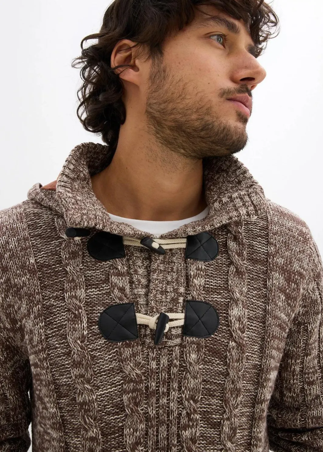 Clearance Grobstrick-Kapuzenpullover mit Baumwolle Herren Große Größen|Pullover & Strickjacken