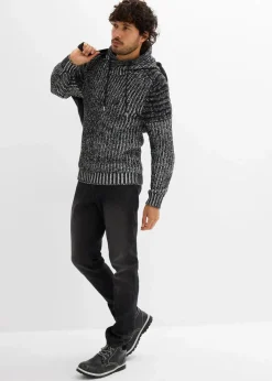 Outlet Grobstrick-Kapuzenpullover mit Bikerdetails Herren Große Größen|Pullover & Strickjacken