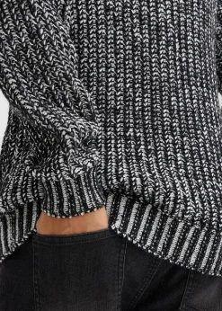 Outlet Grobstrick-Kapuzenpullover mit Bikerdetails Herren Große Größen|Pullover & Strickjacken