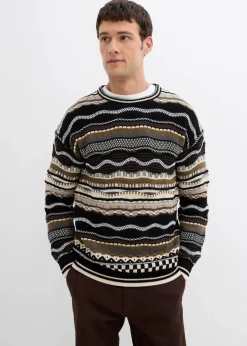 Outlet Grobstrick-Pullover aus reiner Baumwolle Herren Große Größen|Pullover & Strickjacken