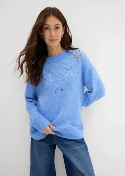 Damen bonprix Strickmode|Pullover & Strickjacken|Grobstrick-Pullover aus weichem Woll-Mix