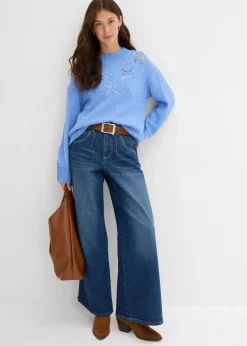 Damen bonprix Strickmode|Pullover & Strickjacken|Grobstrick-Pullover aus weichem Woll-Mix