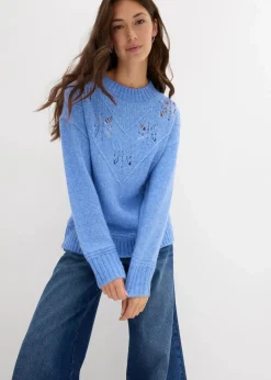 Damen bonprix Strickmode|Pullover & Strickjacken|Grobstrick-Pullover aus weichem Woll-Mix