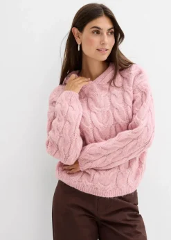 Damen bonprix Strickmode|Pullover & Strickjacken|Grobstrick-Pullover aus weichem Woll-Mix