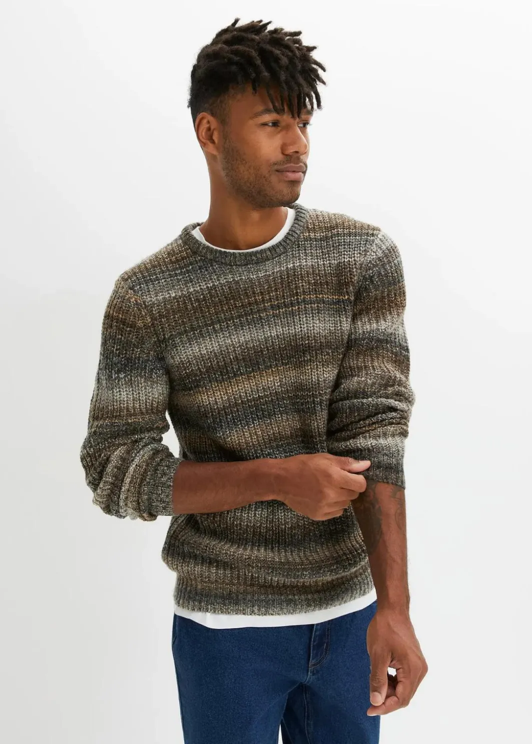 Clearance Grobstrick-Pullover in Querstreifen Herren Große Größen|Pullover & Strickjacken