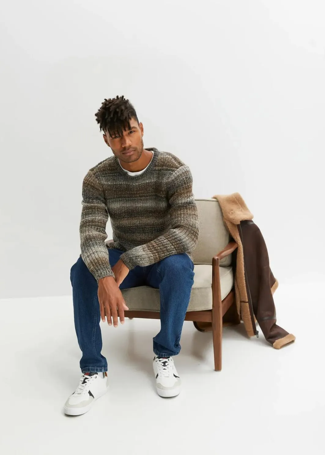 Clearance Grobstrick-Pullover in Querstreifen Herren Große Größen|Pullover & Strickjacken