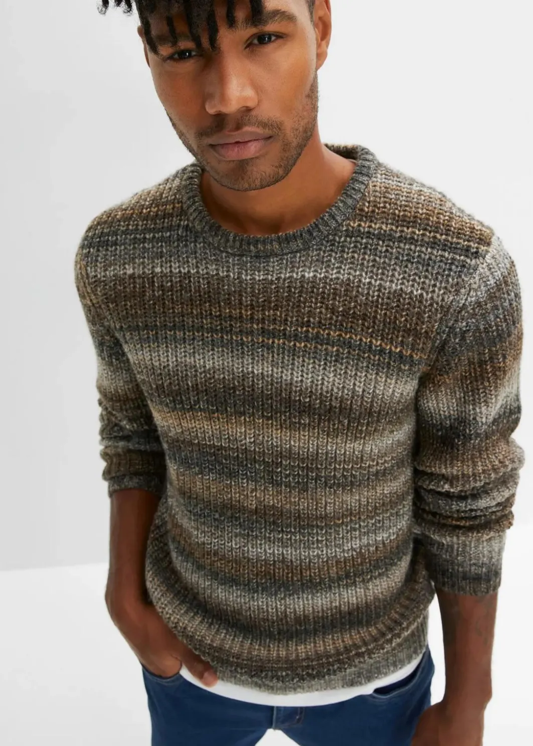 Clearance Grobstrick-Pullover in Querstreifen Herren Große Größen|Pullover & Strickjacken
