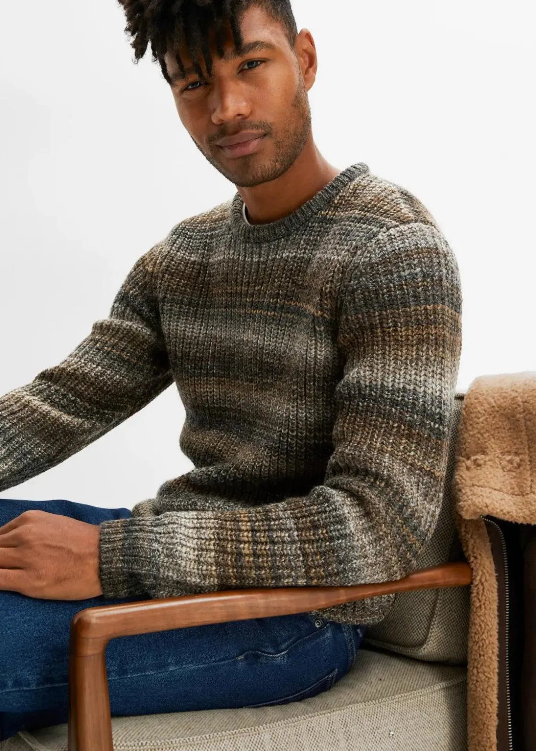 Clearance Grobstrick-Pullover in Querstreifen Herren Große Größen|Pullover & Strickjacken