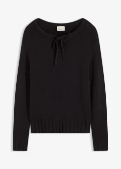 Damen bonprix Pullover & Strickjacken|Strickmode|Grobstrick-Pullover mit Bindelösung