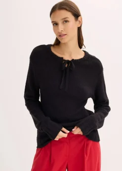 Damen bonprix Pullover & Strickjacken|Strickmode|Grobstrick-Pullover mit Bindelösung