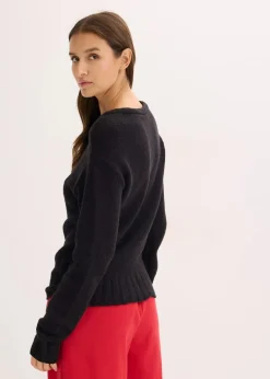 Damen bonprix Pullover & Strickjacken|Strickmode|Grobstrick-Pullover mit Bindelösung