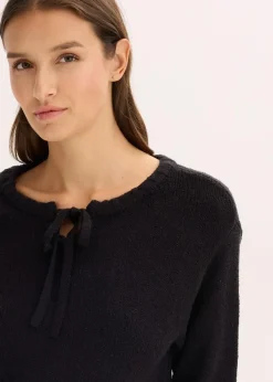 Damen bonprix Pullover & Strickjacken|Strickmode|Grobstrick-Pullover mit Bindelösung