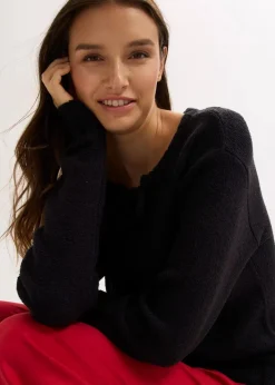 Damen bonprix Pullover & Strickjacken|Strickmode|Grobstrick-Pullover mit Bindelösung