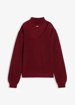 Damen bonprix Strickmode|Pullover & Strickjacken|Grobstrick-Pullover mit Cut-Outs