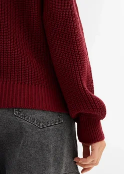 Damen bonprix Strickmode|Pullover & Strickjacken|Grobstrick-Pullover mit Cut-Outs