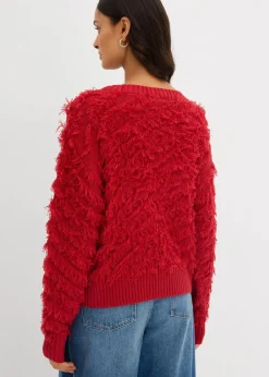 Damen bonprix Nachhaltigere Materialien|Pullover & Strickjacken|Grobstrick-Pullover mit Fransen